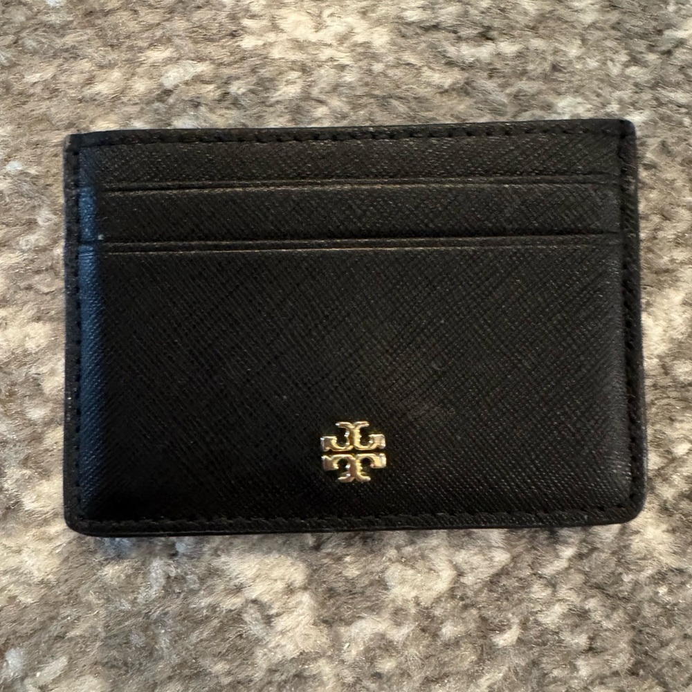 Tory Burch Black Card Holder with Gold Logo